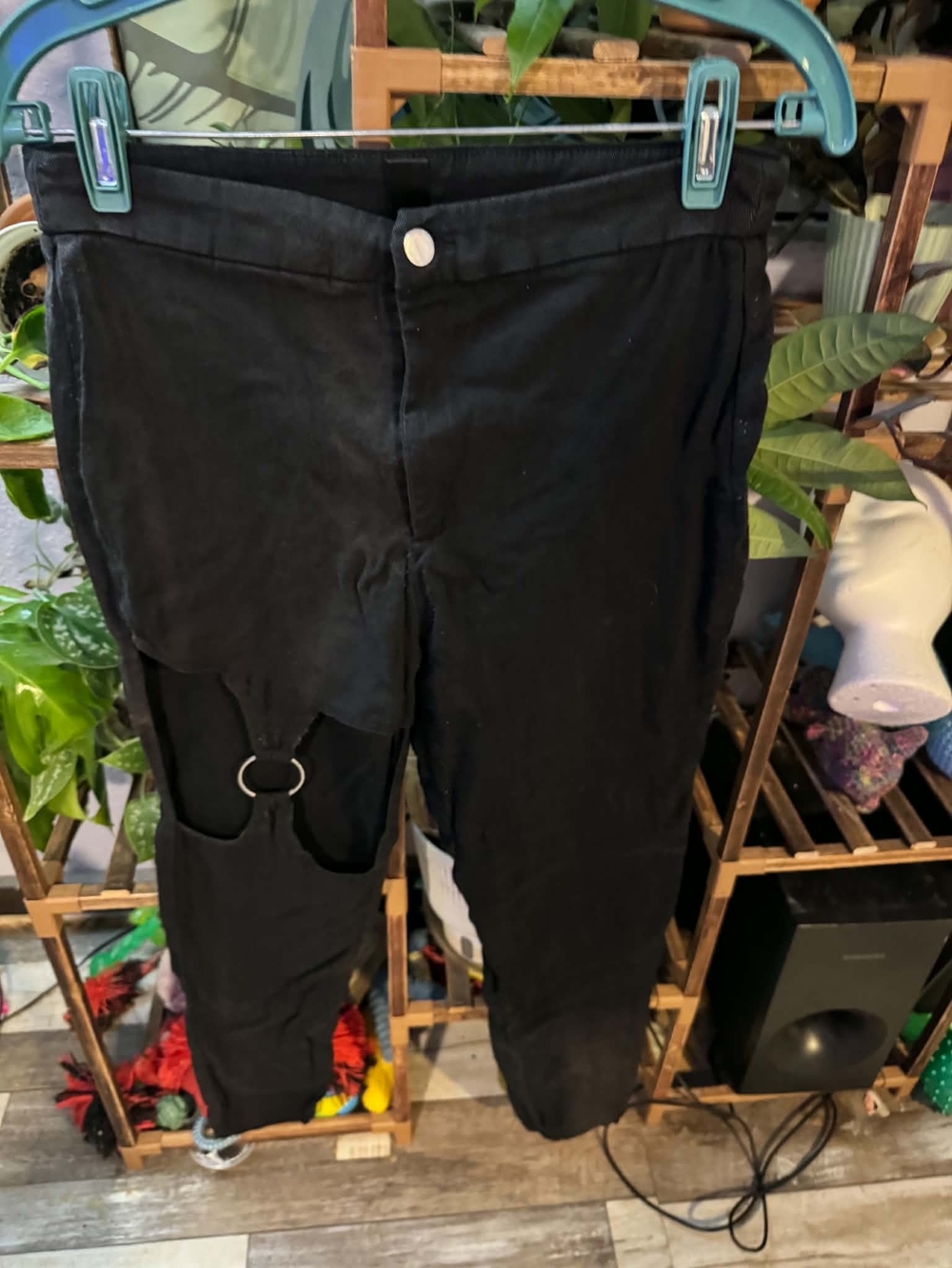 SHEIN Black Cargo Cutout Jogger Pants with O-Ring Detail